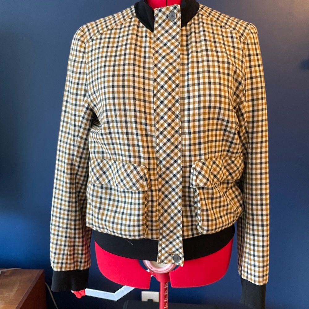 LAMB - Spring jacket. Black & Gold plaid. Size 8. Perfect condition.